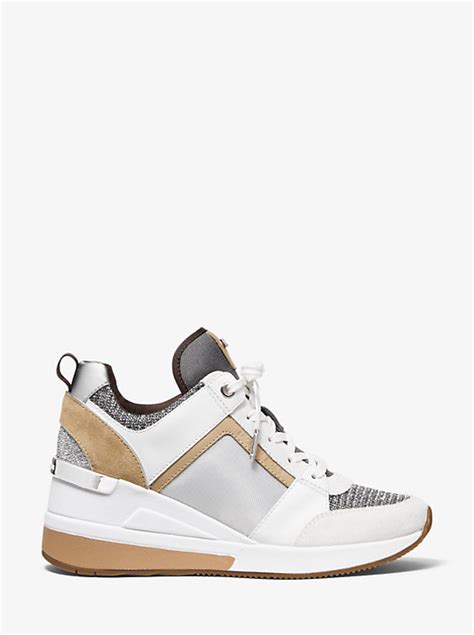 michael kors georgie trainer brandy|georgie mixed media trainer.